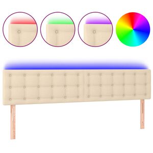 vidaXL Galvūgalis su LED, kreminės spalvos, 200x5x78/88cm, audinys
