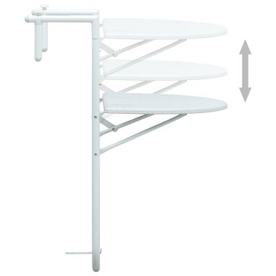 vidaXL Pakabinamas balkono stalas, baltas, 60x64x83,5cm, plastikas
