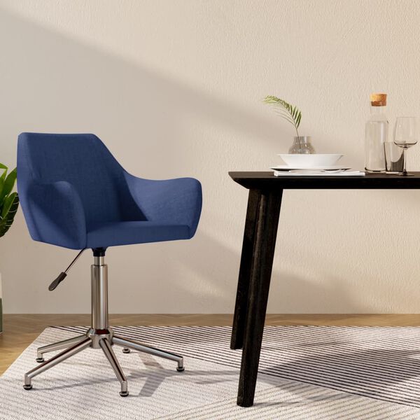 vidaXL Pasukama valgomojo kėdė, mėlynos spalvos, audinys