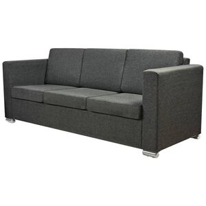 vidaXL Trivietė sofa, tamsiai pilkos spalvos, audinys