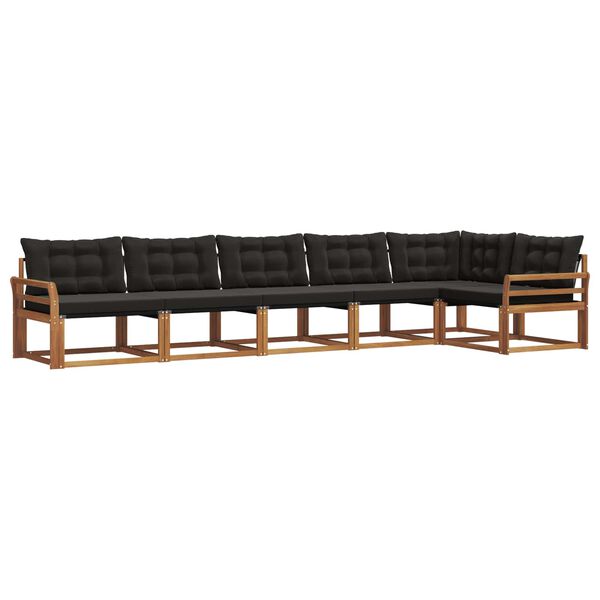 vidaXL Lauko sofos komplektas su pagalve 6 pcs Natūrali ir juoda