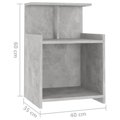 vidaXL Naktinės spintelės, 2vnt., betono pilkos, 40x35x60cm, MDP