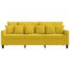 vidaXL Trivietė sofa, geltonos spalvos, 180cm, aksomas