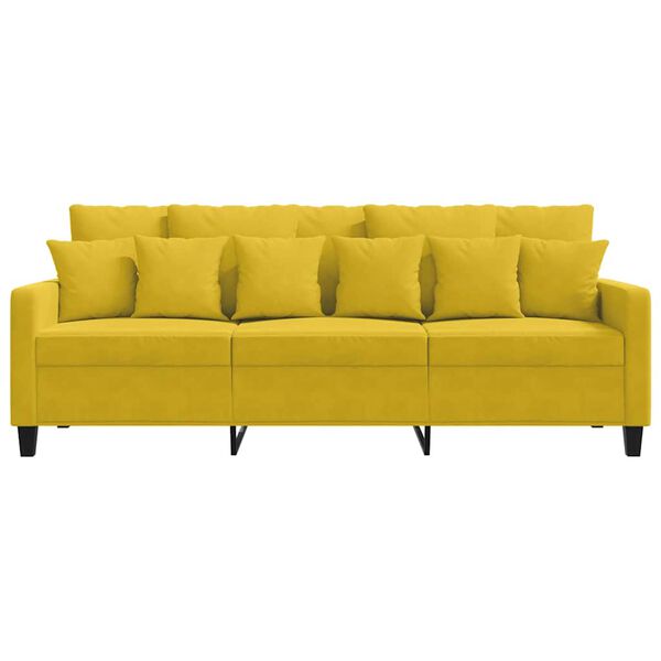 vidaXL Trivietė sofa, geltonos spalvos, 180cm, aksomas