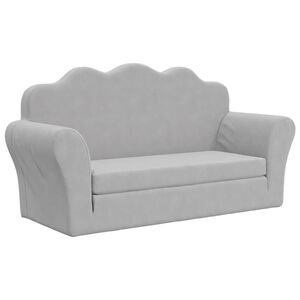 vidaXL Vaiki&scaron;ka dvivietė sofa-lova, &scaron;viesiai pilka, mink&scaron;tas pliu&scaron;as