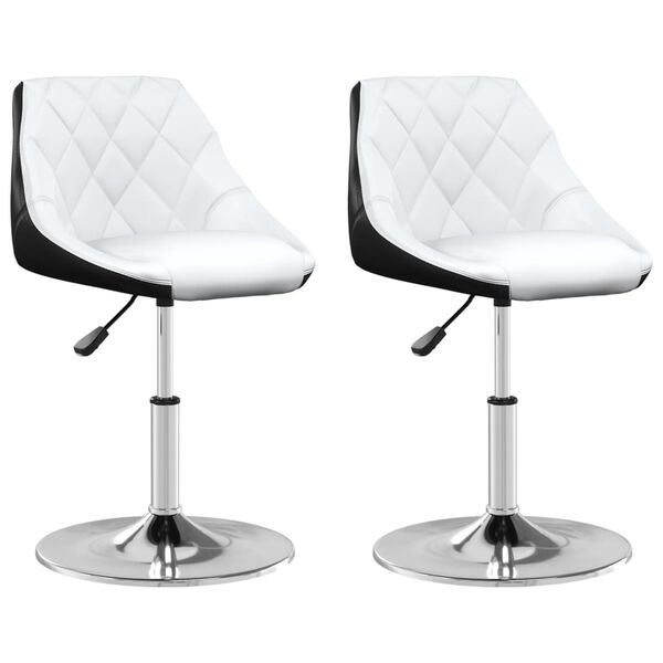 vidaXL Pasukamos valgomojo kėdės, 2vnt., baltos/juodos, dirbtinė oda