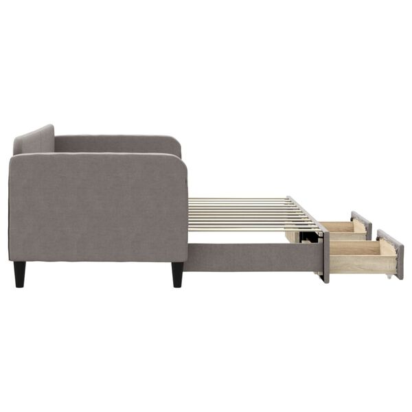 vidaXL Lova su i&scaron;traukiama dalimi/stalčiais, taupe, 80x200cm, audinys