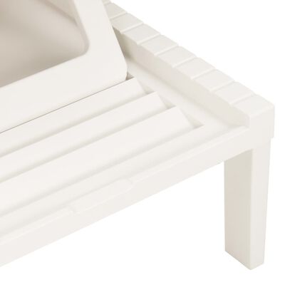 vidaXL Saulės gultas su čiužinuku, baltos spalvos, plastikas