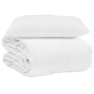 vidaXL Vasaros antklodė su pagalve 2 pcs Balta Mikropluo&scaron;tas