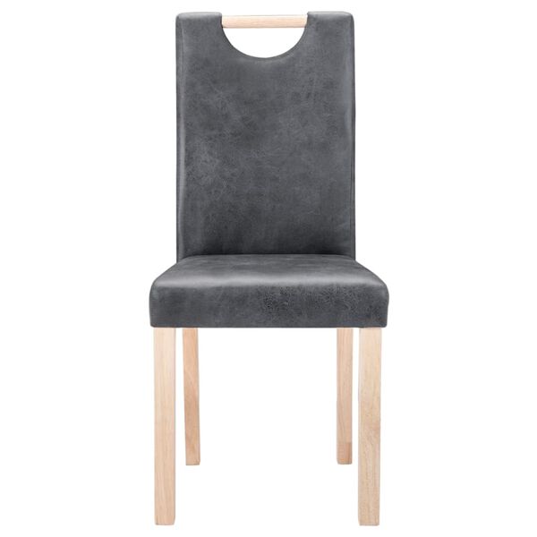 vidaXL Valgomojo kėdės, 4vnt., pilkos spalvos, dirbtinė versta oda