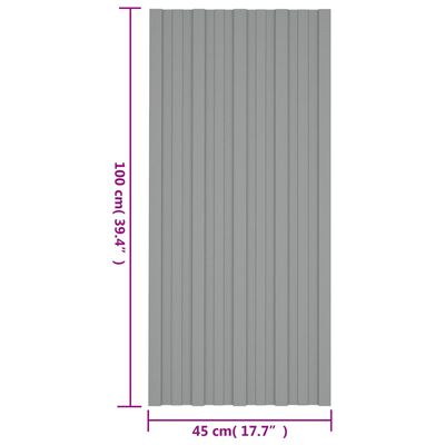 vidaXL Stogo plokštės, 36vnt., pilkos, 100x45cm, galvanizuotas plienas
