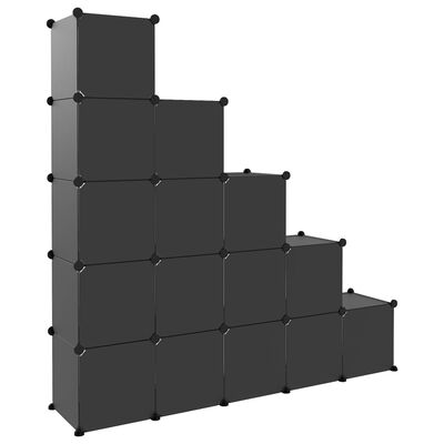 vidaXL Lentyna su 15 kubo formos skyrių ir durelėmis, juoda, PP