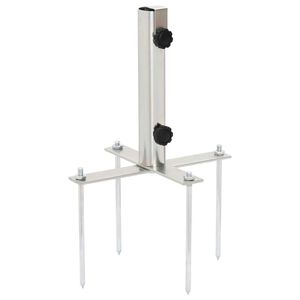 vidaXL Skėčio nuo saulės pagrindas su smaigais, sidabrinis, plienas