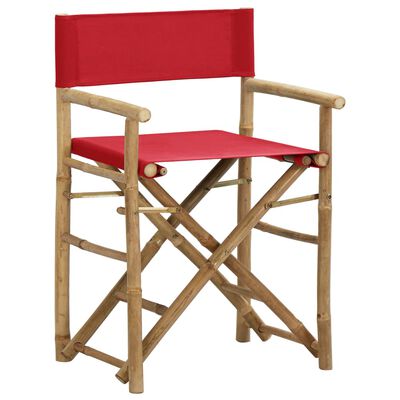 vidaXL Režisieriaus kėdės, 2vnt., raudonos, bambukas ir audinys