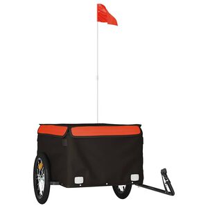 vidaXL Dviračio priekaba, juodos ir oranžinės spalvos, 45kg, geležis