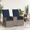 vidaXL Atlo&scaron;iama sodo sofa, 2 vietų, su staliuku, pilka, polirotangas