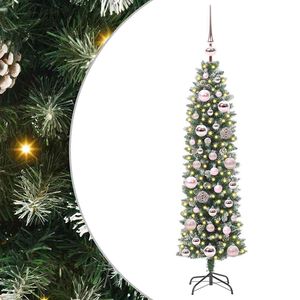 vidaXL Dirbtinis lieknas Kalėdų medis su 150 LED Žalia ir balta 120 cm