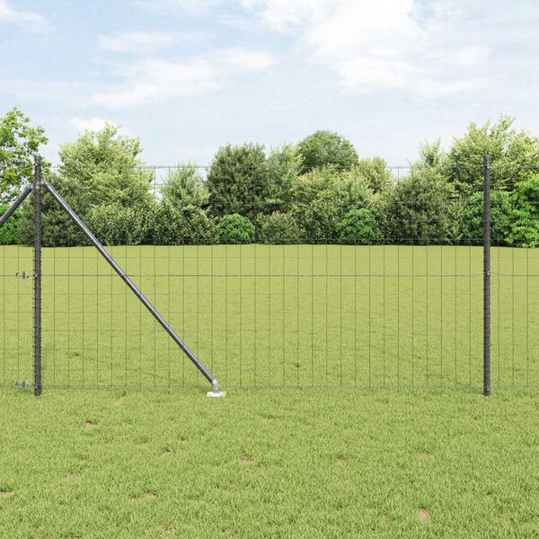 vidaXL Tvora su stulpais Pilka 1 x 25 m Plienas ir PVC