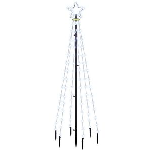 vidaXL Kalėdų eglutė su kuoliuku, &scaron;altos baltos spalvos, 108LED, 180cm