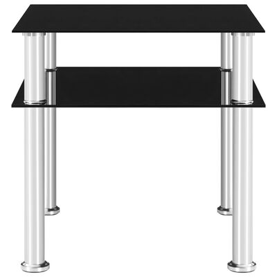 vidaXL Šoninis staliukas, juodas, 45x50x45cm, grūdintas stiklas