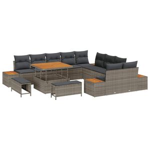 vidaXL Sodo Sofų Rinkinys su pagalve 13 pcs Pilka