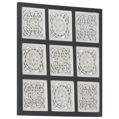 vidaXL Sienos plokštė, juoda/balta, 60x60x1,5cm, MDF, raižyta rankomis