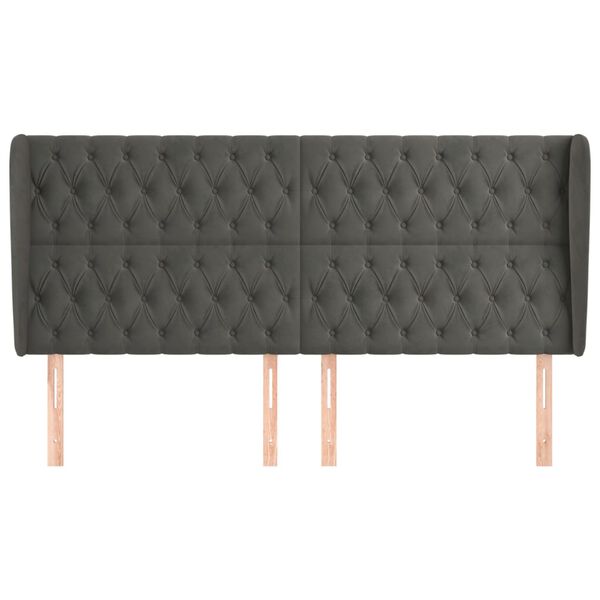 vidaXL Galvūgalis su auselėmis, pilkas, 203x23x118/128cm, aksomas