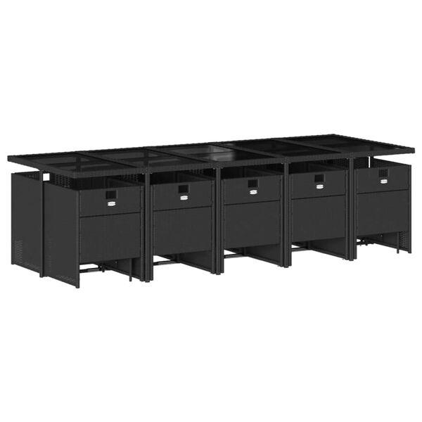 vidaXL Sodo komplektas su pagalvėlėmis, 15 dalių, juodas, poliratanas