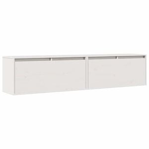 vidaXL Sieninės spintelės, 2vnt., baltos, 80x30x35cm, pu&scaron;ies masyvas