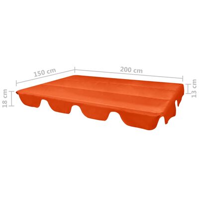 vidaXL Atsarginis stogelis sodo sūpynėms, oranžinis, 226x186 cm