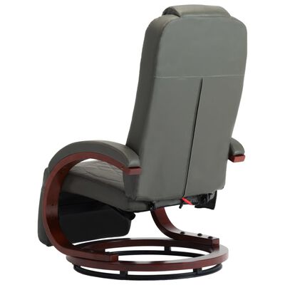 vidaXL Atlošiamas masažinis TV krėslas, pilkos spalvos, dirbtinė oda