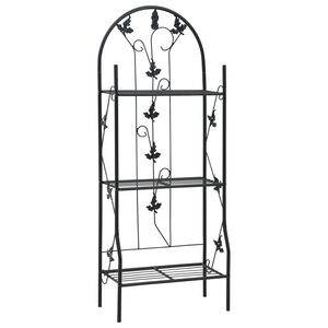 vidaXL Stovas augalams, 3 auk&scaron;tų, juodos spalvos, 52x28x128cm, geležis