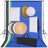 vidaXL Fotostudijos komplektas su &scaron;viesdėžėmis, fonu ir reflektoriumi