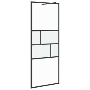 vidaXL Įėjimo du&scaron;o siena Juoda 80 x 195 x 0.5 cm Stiklas ir aliuminis