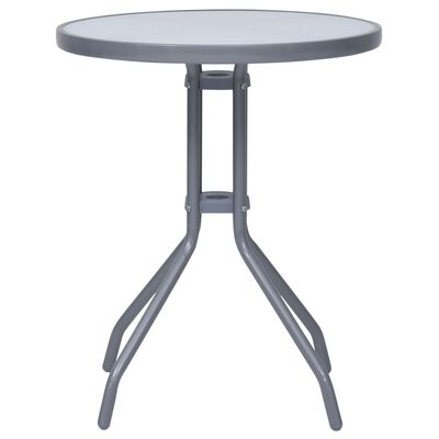 vidaXL Sodo staliukas, šviesiai pilkas, 60cm, plienas ir stiklas