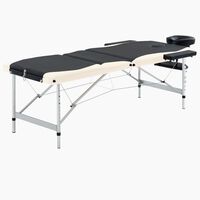 vidaXL Sulankstomas masažo stalas, juodas/smėlio, aliuminis, 3 zonų