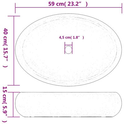 vidaXL Praustuvas ant stalviršio, juodas, 59x40x15cm, keramika, ovalus