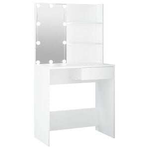 vidaXL Kosmetinis staliukas su LED ap&scaron;vietimu, baltas, 74,5x40x141cm