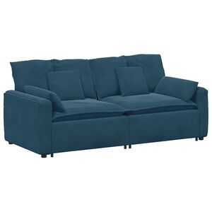 vidaXL Modulinė sofa su pagalvėlėmis, mėlyna