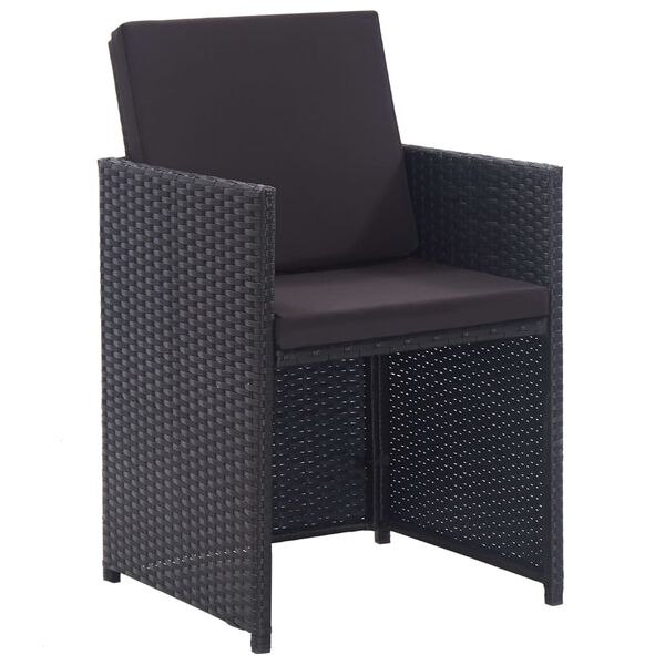 vidaXL Valgomojo komplektas su pagalvėmis, 15 dalių, juodas, ratanas