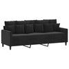 vidaXL Trivietė sofa su pakoja, juodos spalvos, 180cm, aksomas