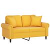 vidaXL Dvivietė sofa su pagalvėmis, &scaron;viesiai geltona, 120cm, aksomas