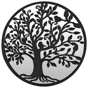 vidaXL Sodo veidrodis, juodos spalvos, 60x2,5cm, geležis, apskritas