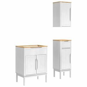 vidaXL Vonios baldų rinkinys FLORO 3 vnt. Balta 60 x 40 x 80 cm