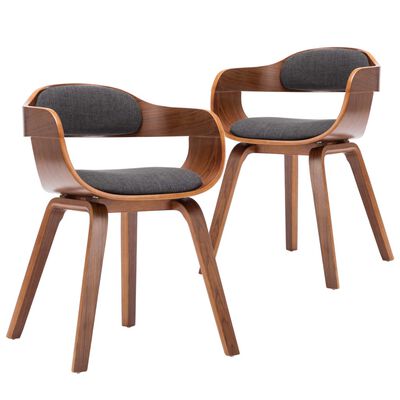 vidaXL Valgomojo kėdės, 2 vnt., tamsiai pilkos, audinys ir mediena