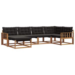 vidaXL Lauko sofos komplektas su pagalve 6 pcs Natūrali ir juoda
