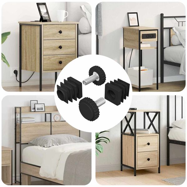 vidaXL Baldų lygintuvai Reguliuojamas 2 pcs Juoda M6 PP