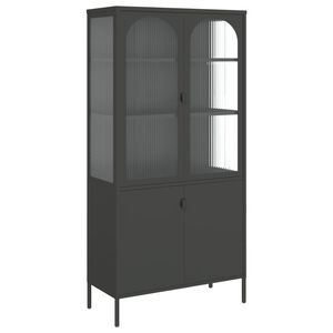 vidaXL Komoda, juodos spalvos, 90x40x180cm, stiklas ir plienas