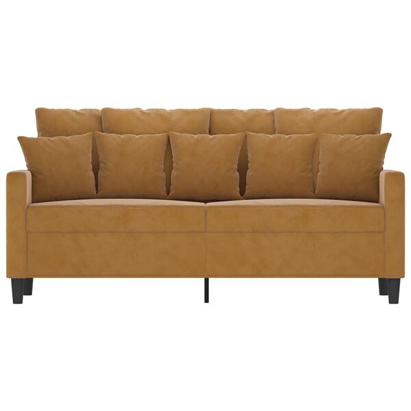 vidaXL Dvivietė sofa, rudos spalvos, 140cm, aksomas