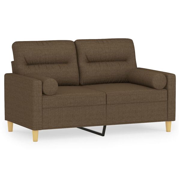 vidaXL Dvivietė sofa su pagalvėmis, ruda, 120cm, audinys